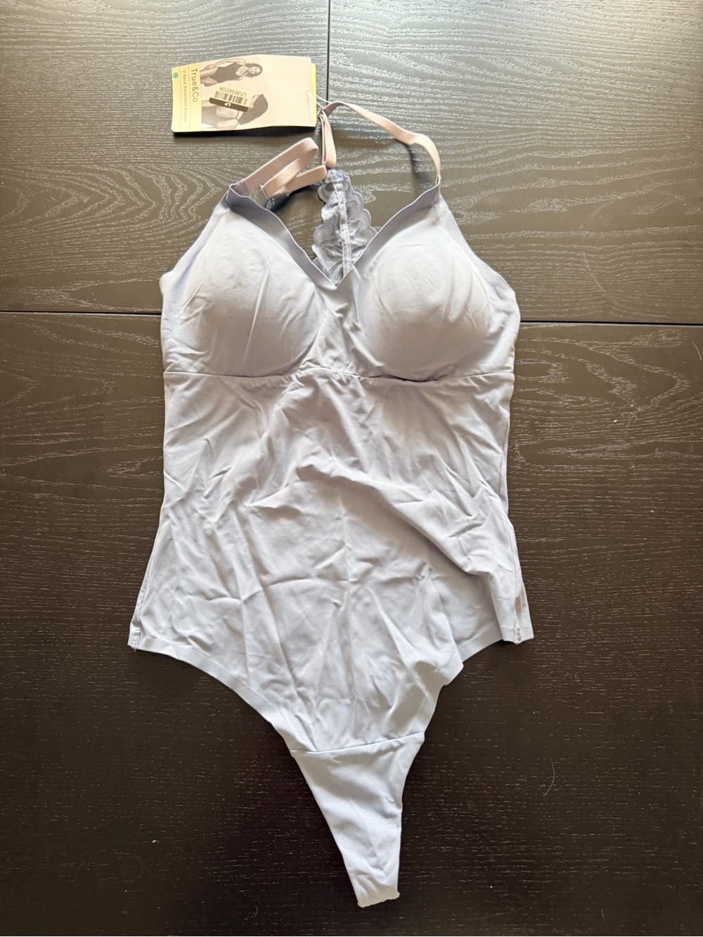 True & Co. Lace-Back Light Blue Bodysuit